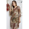 VESTIDO ESTAMPADO GASA CON PUNTILLA MUJER ROSSAN