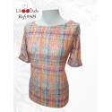 CAMISETA MAXICUADROS COLOR NARANJA MUJER LILI DUDU