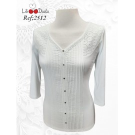 CAMISETA CON CALADOS DE MUJER LILI DUDU +COLORES