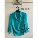 CAMISA  TURQUESA LISA MUJER PRIVILEGE 