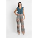 PANTALON FLUIDO ESTAMAPADO MUJER