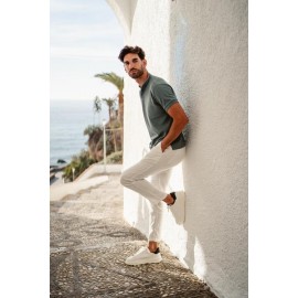 Polo cuello maho, combinado con tejido oxford. hombre brown jury +colores