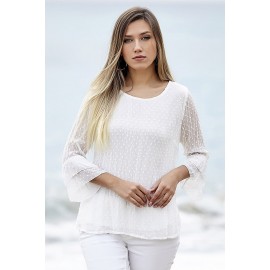 BLUSA BLANCA LISA PLUMETTI MUJER ROSSAN