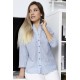 BLUSA RAYAS AZUL, CON VOLANTE MUJER ROSSAN