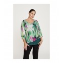 BLUSA CAPA ASIMÉTRICA COMBINADA MUJER SPG-JENUAN
