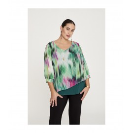BLUSA CAPA ASIMÉTRICA COMBINADA