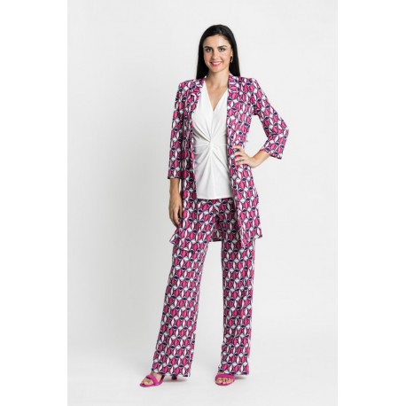 CHAQUETA LARGA ESTAMPADA