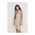 CHALECO EFECTO LINO CAMEL MUJER SPG JENUAN