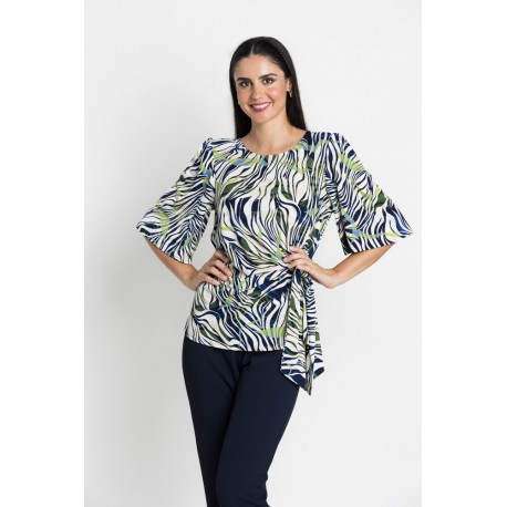 BLUSA ESTAMPADA RECOGIDO LATERAL MUJER BOGUAR