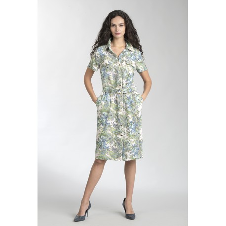 Vestido camisero en estampado cachemire. MUJER ESTEFANIA RODRIGUEZ