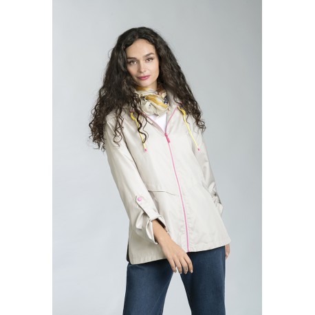 Parka chubasquero liso con acabados bicolores, mujer Estefania  Rodriguez