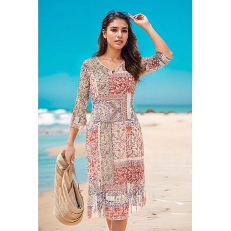 VESTIDO ESTAMPADO GASA MUJER ROSSAN