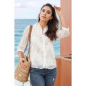 BLUSA BLONDA CON ENCAJE CRUDO MUJER ROSSAN
