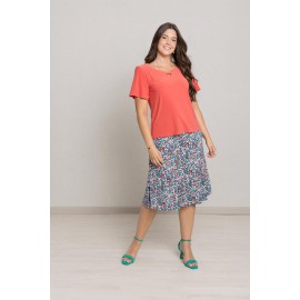 FALDA ESTAMPADA AZUL MARINO MUJER BOGUAR