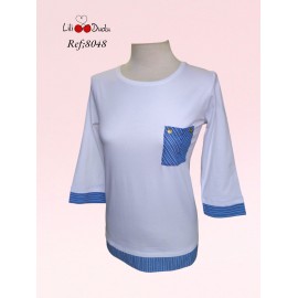 CAMISETA BLANCA CON BOLSILLO MUJER LILI DUDU