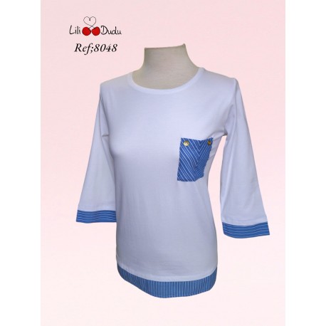 CAMISETA BLANCA CON BOLSILLO MUJER LILI DUDU