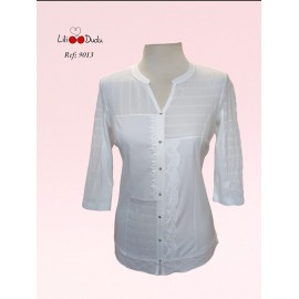CAMISETA BLANCA CON BORDADOS MUJER LILI DUDU
