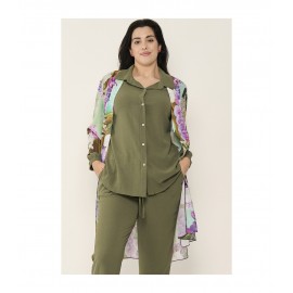 CAMISA LISA KAKI MANGA LARGA