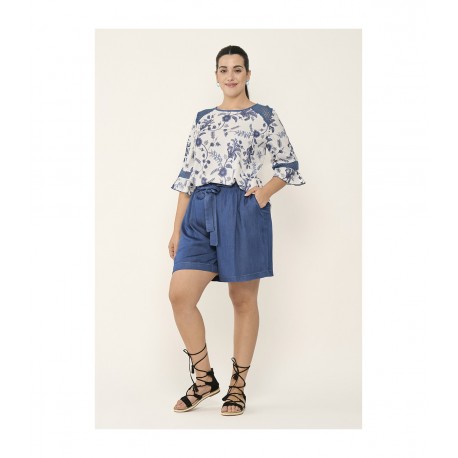 BLUSA HIPPIE AZUL FLORES MUJER SPG-JENUAN
