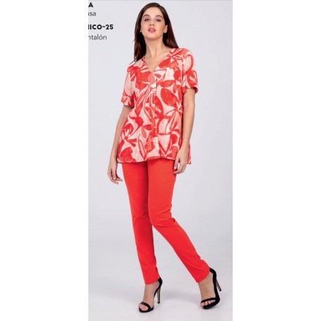 PANTALON ROJO LONETA ELASTICO MUJER SISSUSMODA