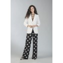 Pantalón ancho, en georgette estampado de lunares ESTEFANIA RODRIGUEZ