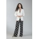 Pantalón ancho, en georgette estampado de lunares ESTEFANIA RODRIGUEZ