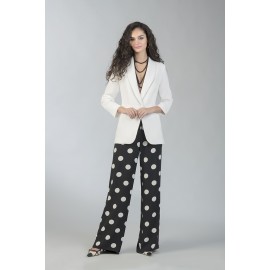 Pantalón ancho, en georgette estampado de lunares ESTEFANIA RODRIGUEZ