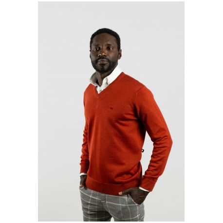 Jersey Cuello Pico Caldera hombre brown jury