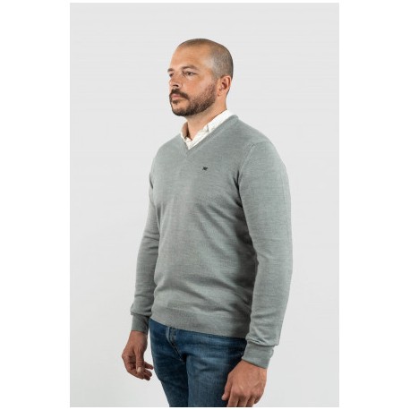 Jersey Cuello Pico Gris claro hombre brown jury