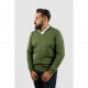 Jersey Cuello Pico verde caza hombre brown jury