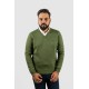 Jersey Cuello Pico verde caza hombre brown jury