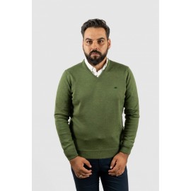 Jersey Cuello Pico verde caza hombre brown jury