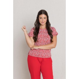 CAMISETA ESTAMPADA CON MANGA VOLANTE MUJER BOGUAR