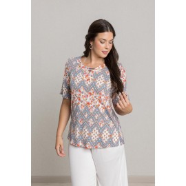 CAMISETA ESTAMPADA CON VOLANTE EN MANGAS MUJER BOGUAR