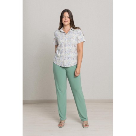 PANTALON LARGO LISO EN TEJIDO MOSSCRE BOGUAR +COLORES
