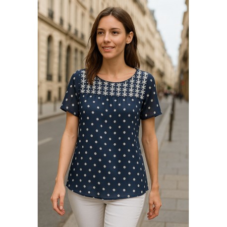 BLUSA TOPOS CANESU BORDADO MUJER ROSSAN
