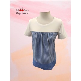 CAMISETA COMBINADA DENIN MUJER LILI DUDU