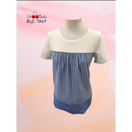 CAMISETA COMBINADA DENIN MUJER LILI DUDU