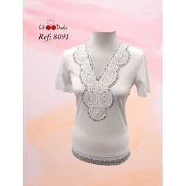 CAMISETA BORDADA MUJER LILI DUDU