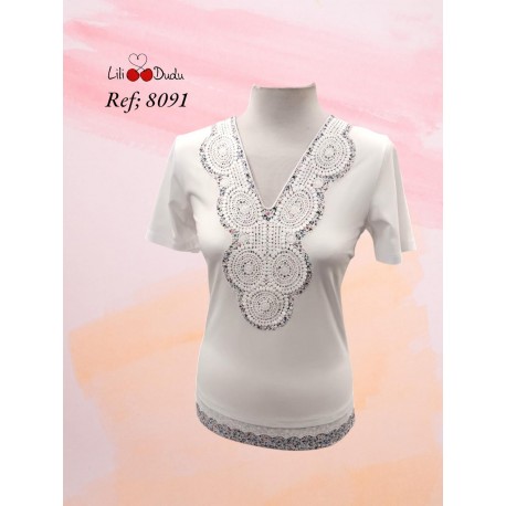 CAMISETA BORDADA MUJER LILI DUDU