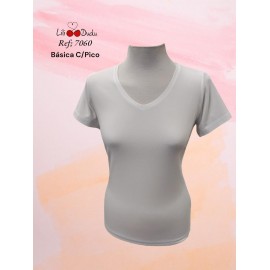 CAMISETA BASICA CUELLO PICO MUJER LILI DUDU +COLORES