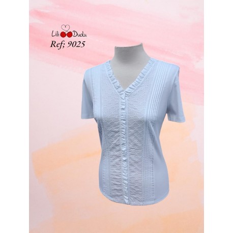 Camiseta bordada blanca de mujer Lili Dudu 