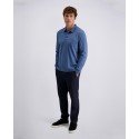 Polo interlock básico con bolsillo de hombre manga larga azul tallas grandes