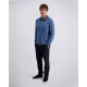 Polo interlock básico con bolsillo de hombre manga larga azul tallas grandes