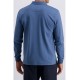 Polo interlock básico con bolsillo de hombre manga larga azul tallas grandes