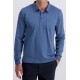 Polo interlock básico con bolsillo de hombre manga larga azul tallas grandes