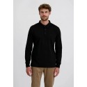 Polo interlock básico con bolsillo de hombre manga larga negro tallas grandes