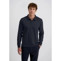 Polo interlock básico con bolsillo de hombre manga larga azul marino tallas grandes