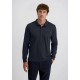Polo interlock básico con bolsillo de hombre manga larga azul marino tallas grandes