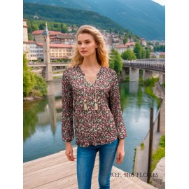 BLUSA ESTAMPADA DE GASA MUJER ROSSAN